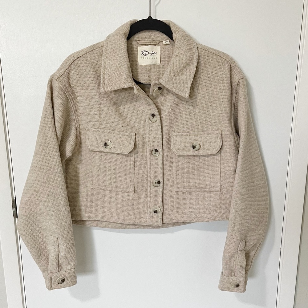 RD Style Beige Cropped Jacket